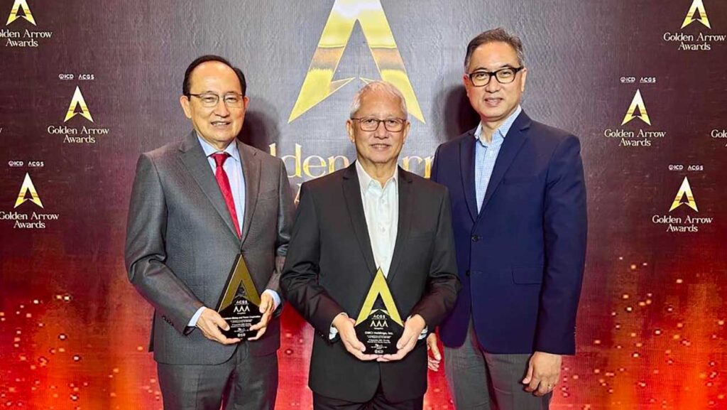 (From left) Francisco Dizon, SMPC independent director; Herbert Consunji, DMCI Holdings EVP and CFO and SMPC director and; Ferdinand Dela Cruz, SMPC lead independent director.