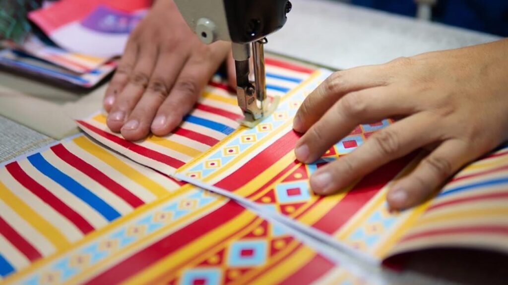 Local bag artisans from Bulacan created and assembled the bags from the used tarpaulins of SM Store.