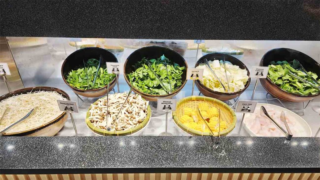 A variety of vegetables that can be cooked alongside the meats.